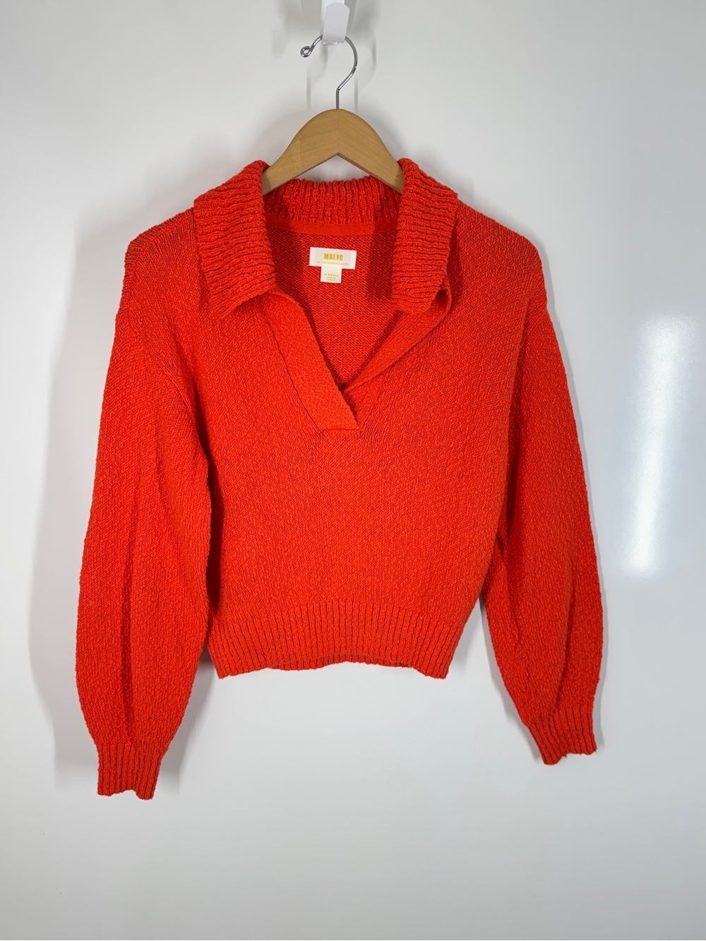 Maeve Anthropologie Women's Collared Knit Sweater Orange XS Oversized Casual